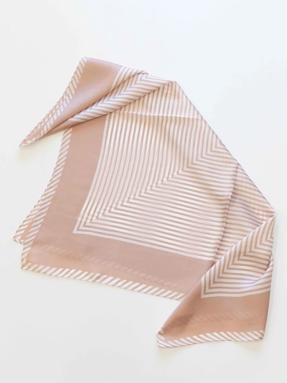 Silk-Look Beige Striped Women's Head Scarf